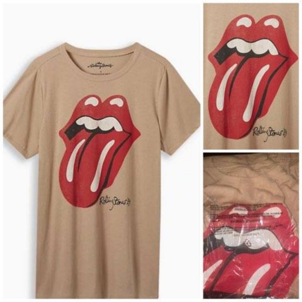 NWT Plus Size Taupe Rolling Stones Classic Crew Tee.